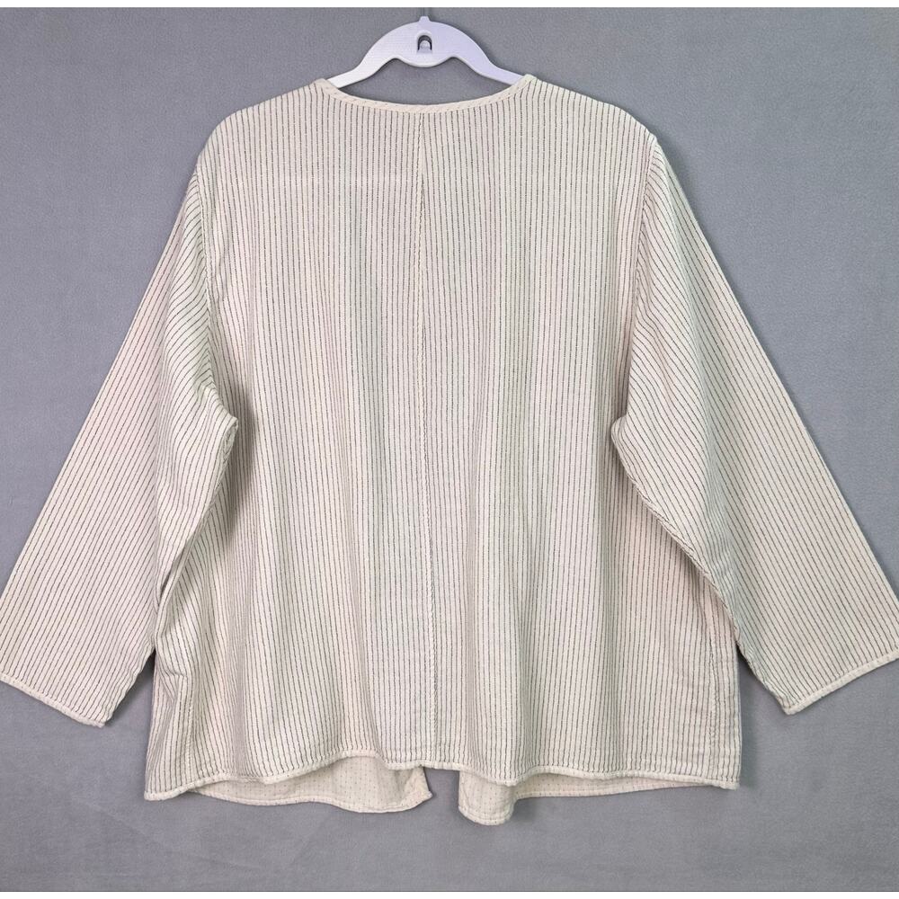 Eileen Fisher Reversible Organic Cotton Cardigan Jacket Stripe/Solid Size 2X - Picture 4 of 12